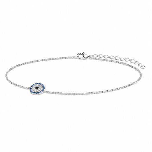Silver Evil Eye Anklet