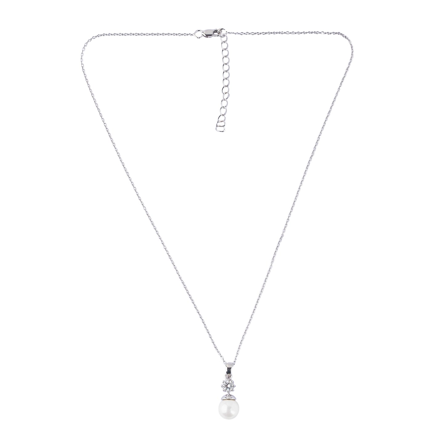 Silver Classic Pearl Pendant Necklace