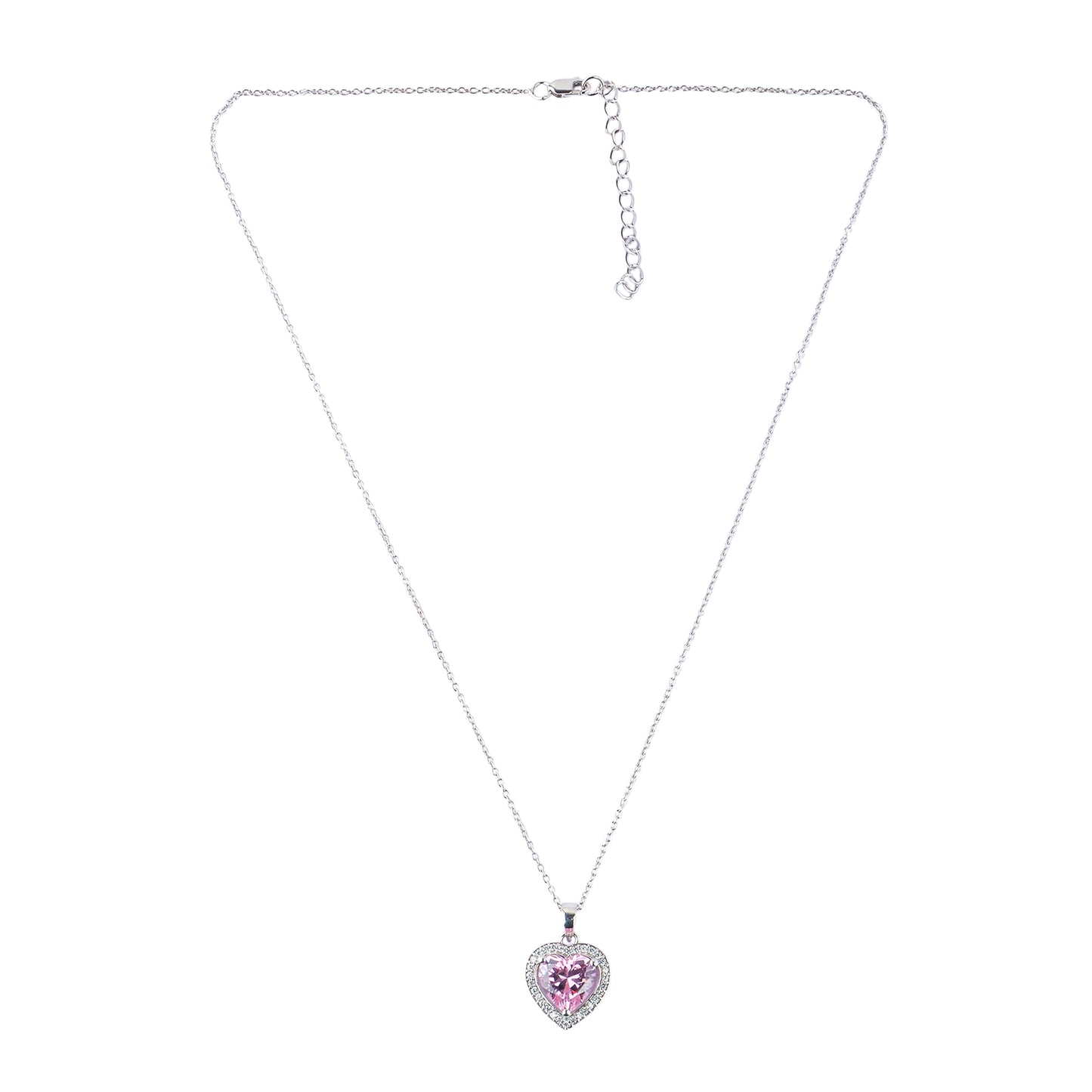 Silver Heart Solitaire Pendant Necklace