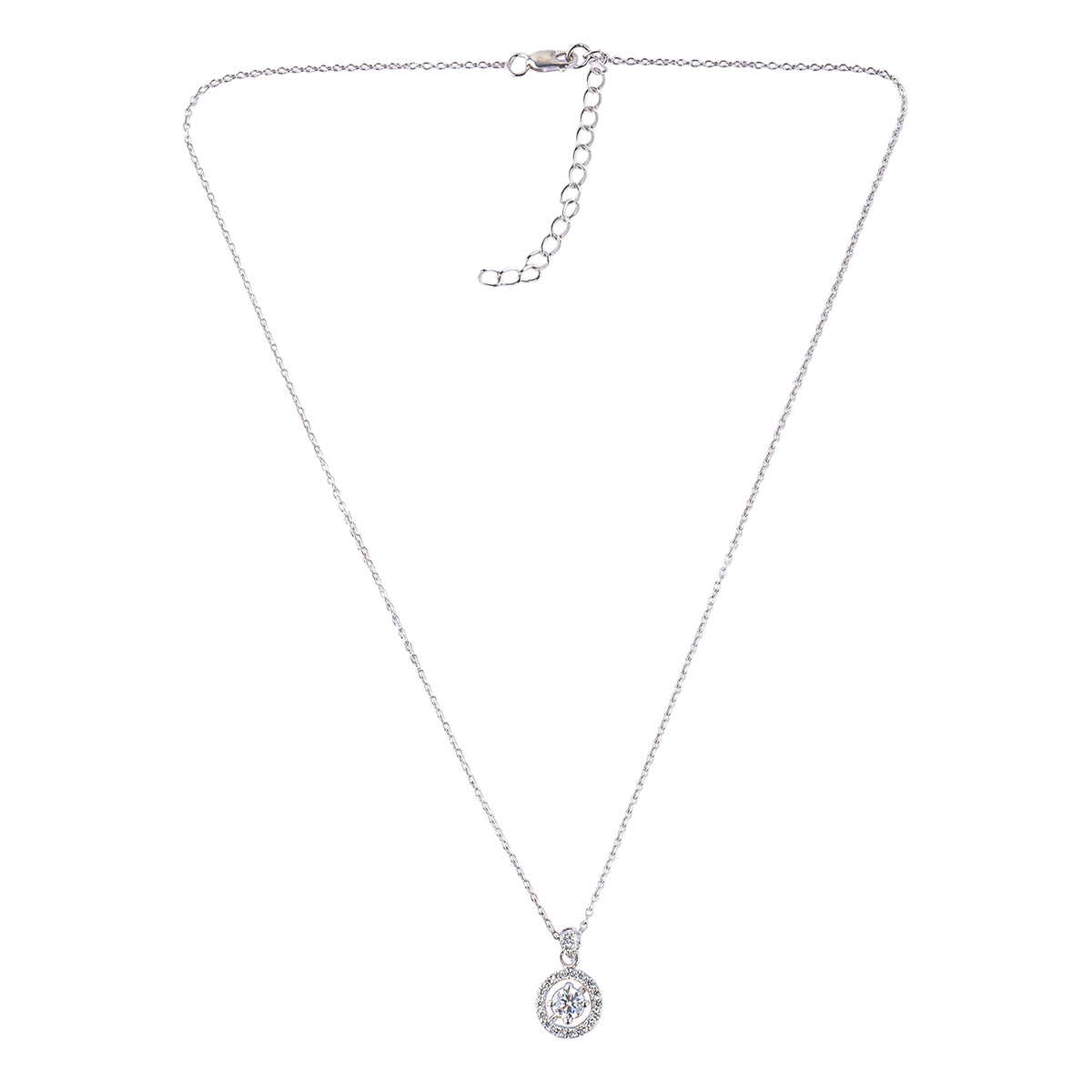 Silver Hanna Halo Solitaire Necklace