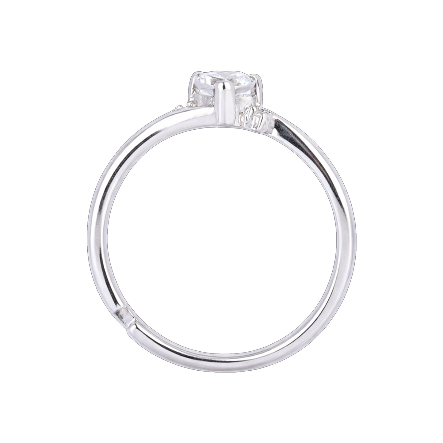 Silver Heart Solitaire Ring
