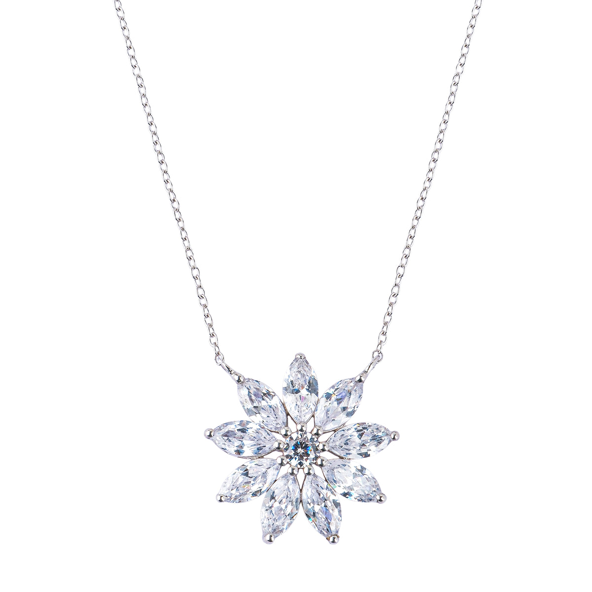 Silver Hanna Floral Pendant Necklace