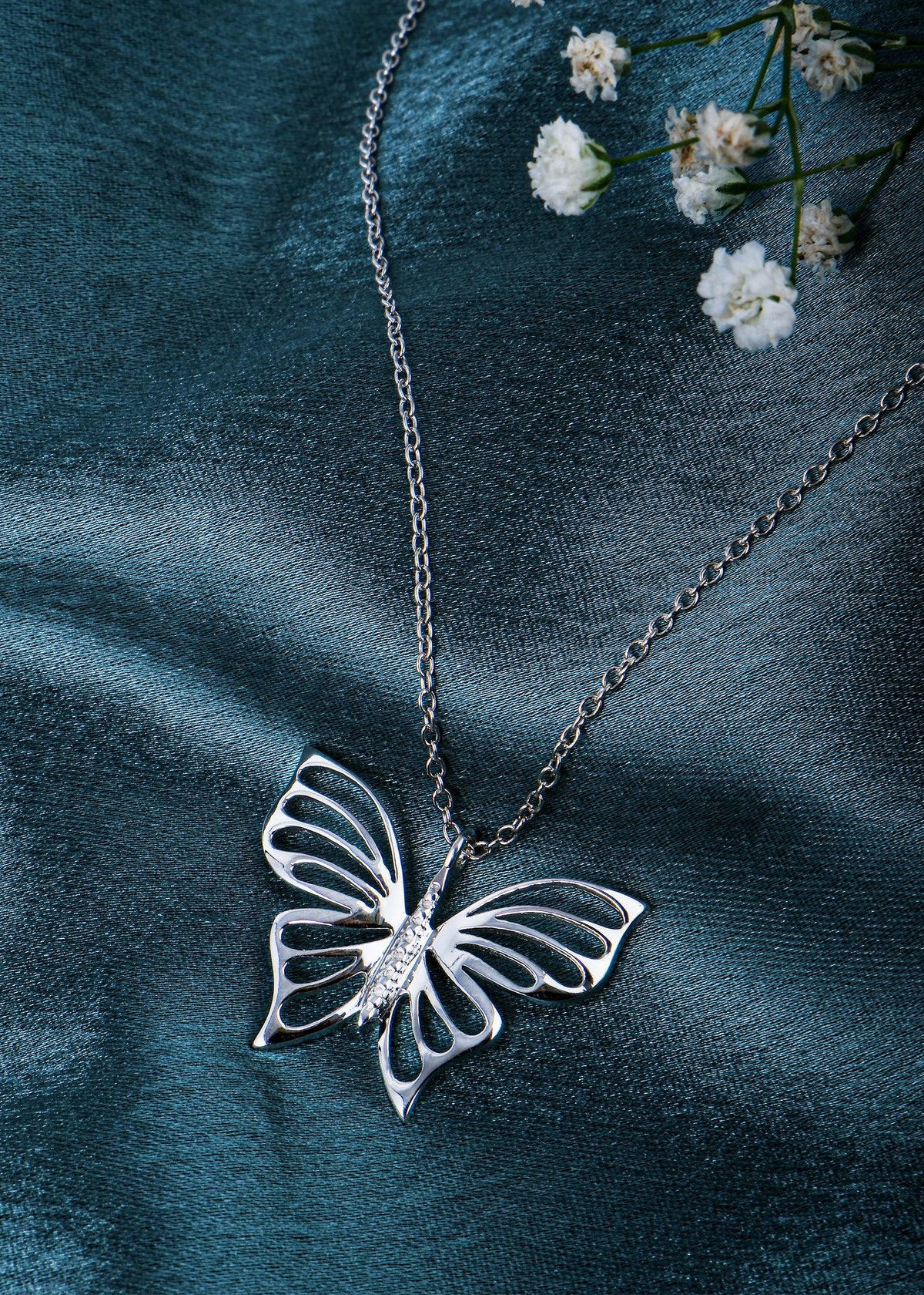 Silver Butterfly Pendant Necklace