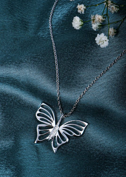 Silver Butterfly Pendant Necklace