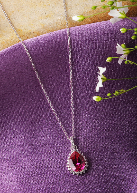 Silver Priya Pear Pendant Necklace