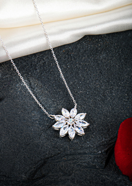 Silver Hanna Floral Pendant Necklace