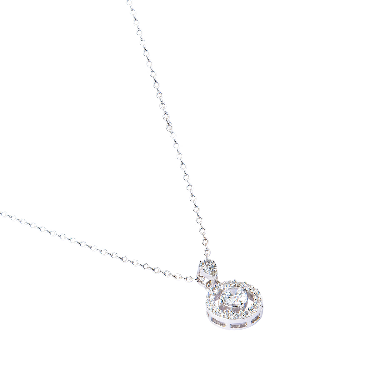 Silver Hanna Halo Solitaire Necklace