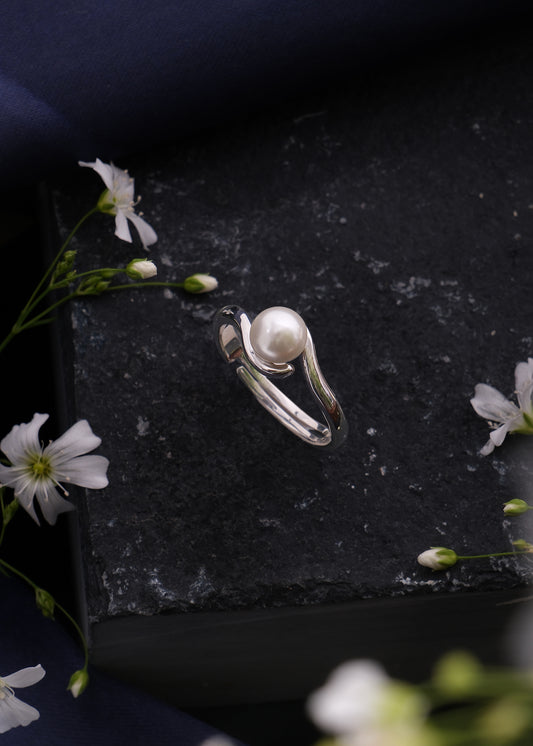 Silver Pearl Embrace Ring