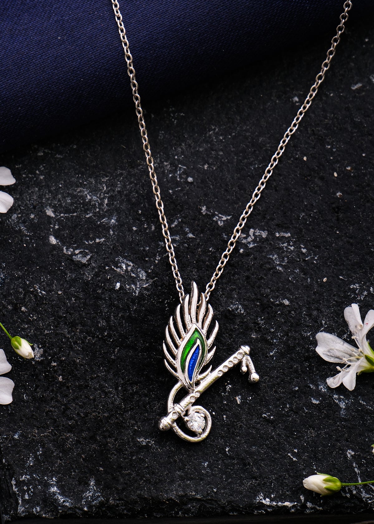 Silver Kanha Morpankh Necklace