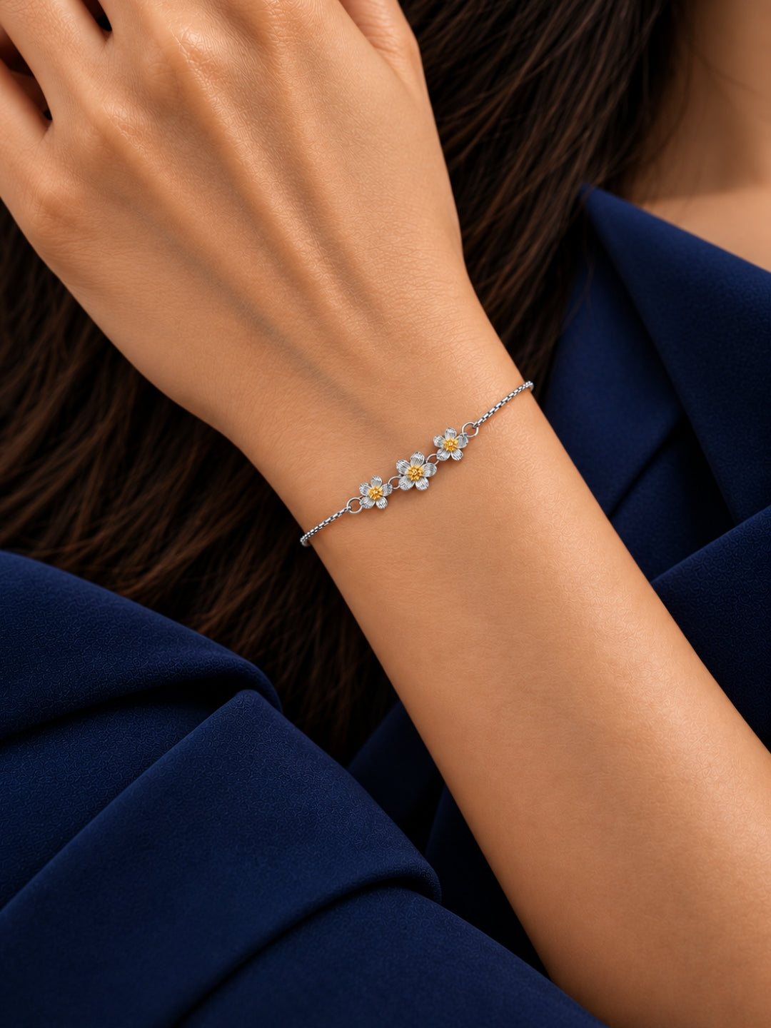 Triple Floral Chain Bracelet