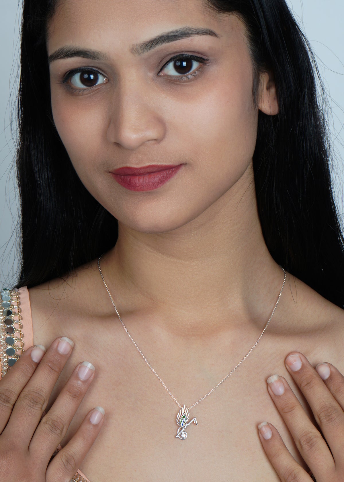 Silver Kanha Morpankh Necklace