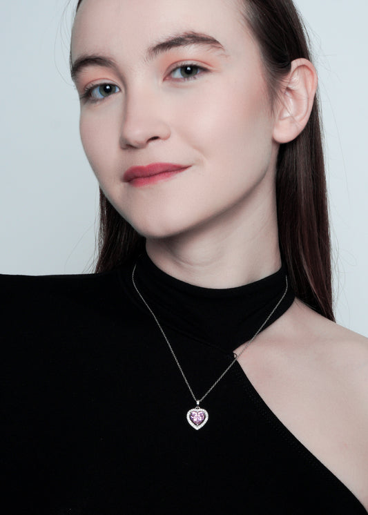 Silver Heart Solitaire Pendant Necklace