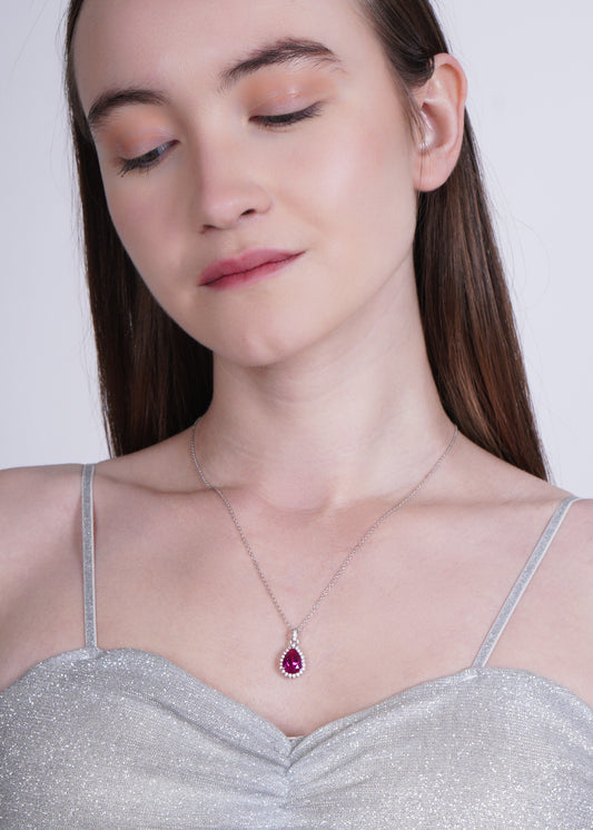 Silver Priya Pear Pendant Necklace