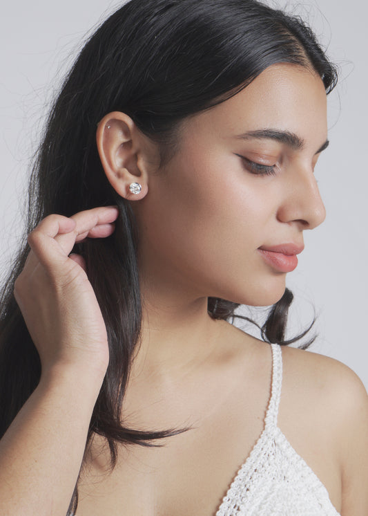 Silver Solitaire Bezel Stud Earring
