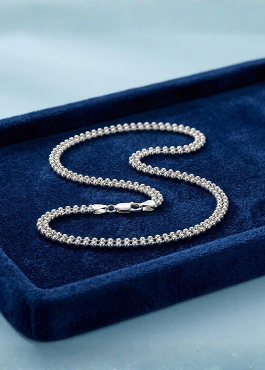 Silver Double Bead Chain Anklet
