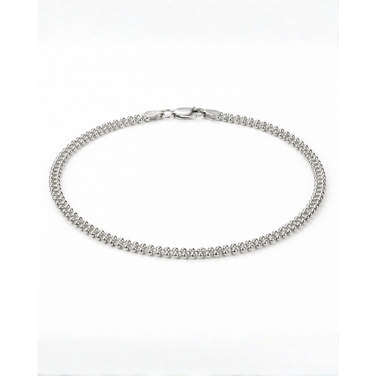 Silver Double Bead Chain Anklet
