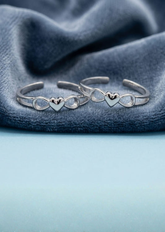 Silver Infinity Heart Style Toe Ring | Chandi Ki Bichiya