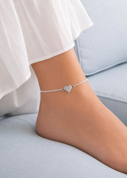 Silver Heart Shape Anklet