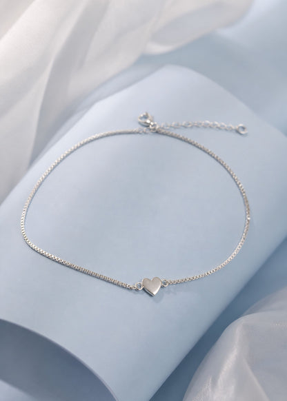 Silver Heart Shape Anklet