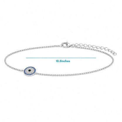 Silver Evil Eye Anklet