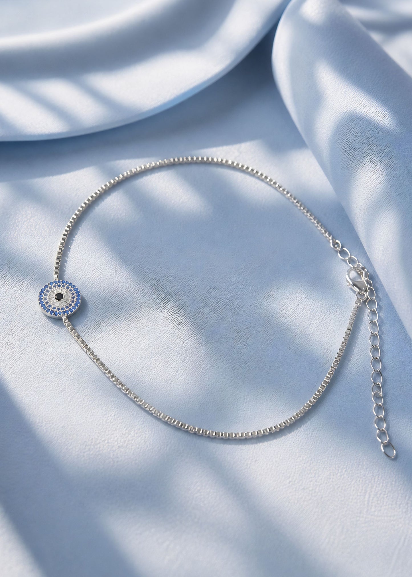 Silver Evil Eye Anklet