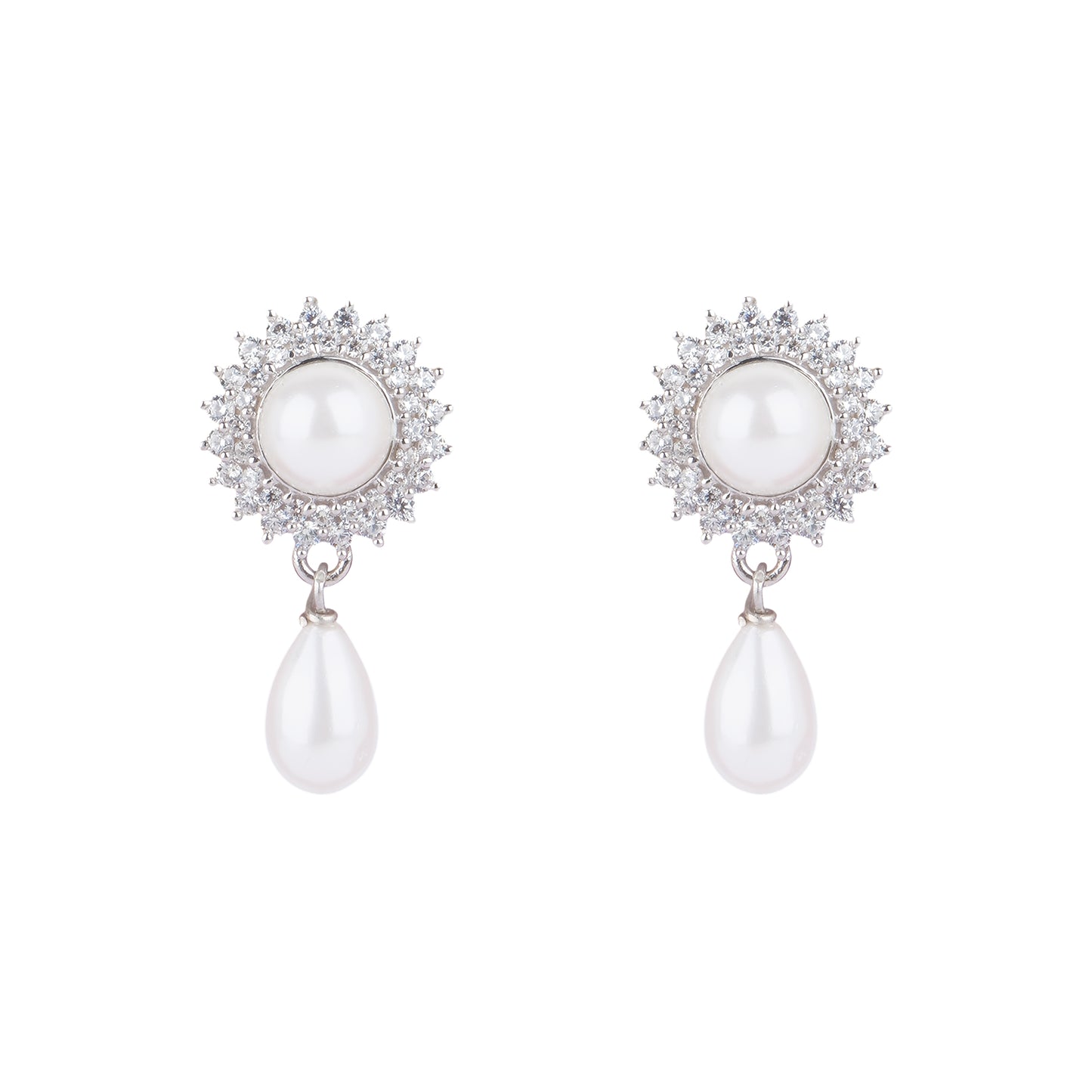 Silver Krishna Pearl Drop Bali Earring