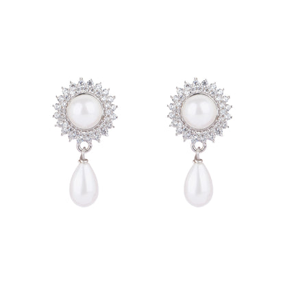 Silver Krishna Pearl Drop Bali Earring