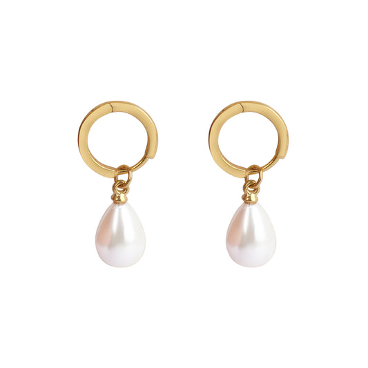 Silver Angel Pearl Drop Bali Earring