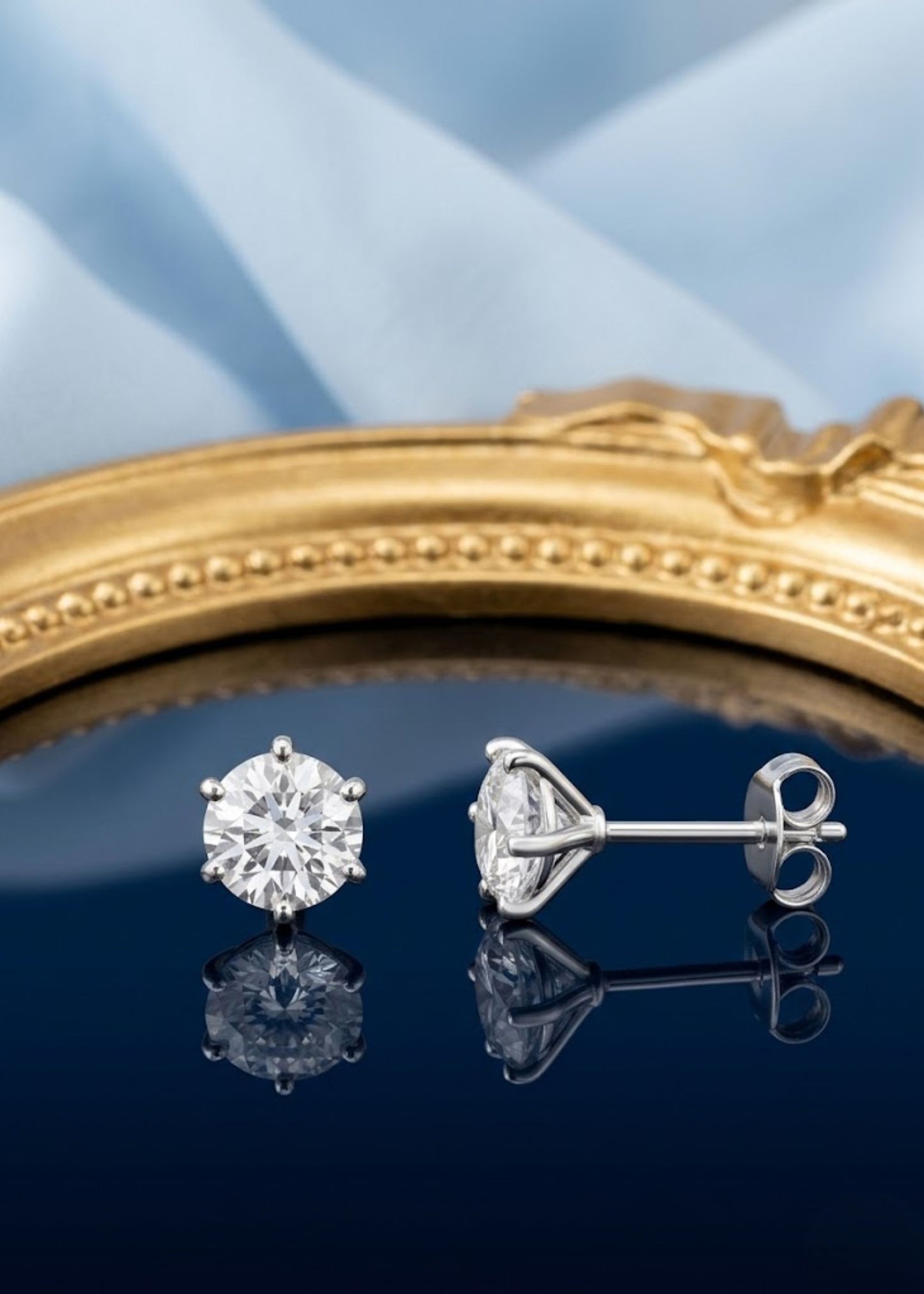 Silver Classic White Solitaire Stud Earrings(6 mm)