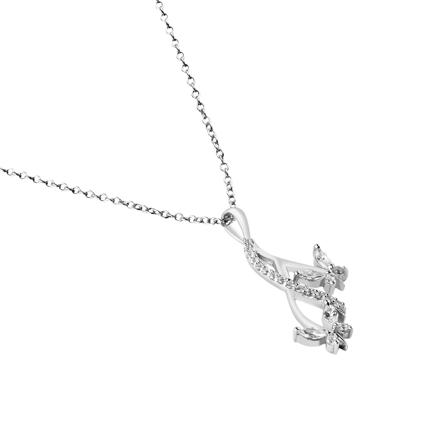 Silver Nature Leafy Pendant Necklace