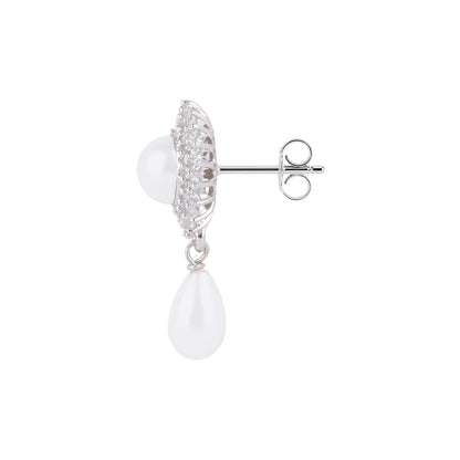 Silver Krishna Pearl Drop Bali Earring