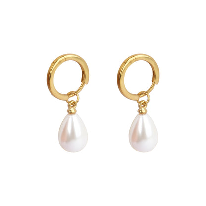 Silver Angel Pearl Drop Bali Earring