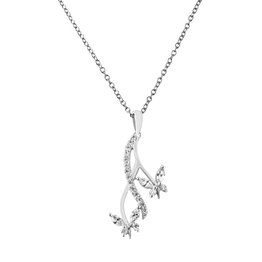 Silver Nature Leafy Pendant Necklace
