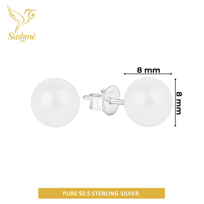 Silver Pearl Stud Earring