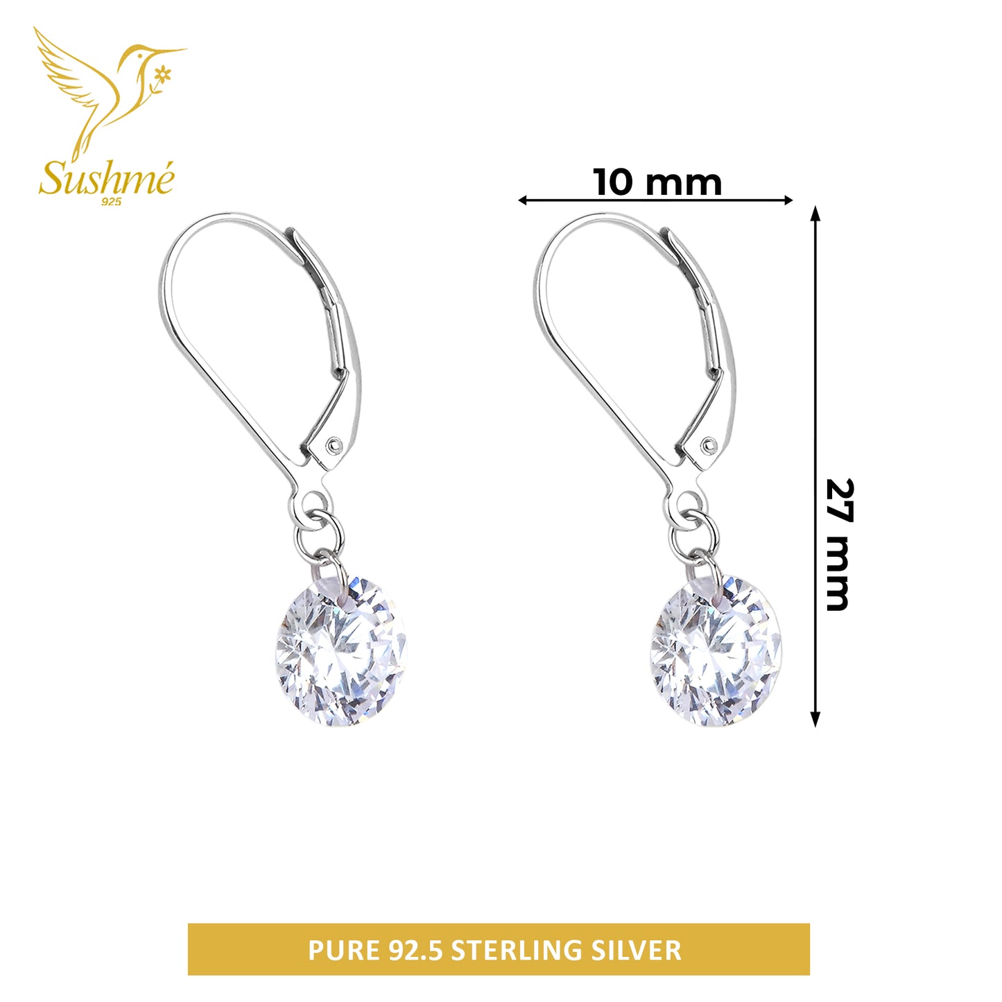 Silver Siya Solitaire Drop Earring