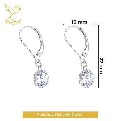 Silver Siya Solitaire Drop Earring