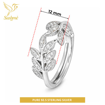 Silver Leaf Loop Ring