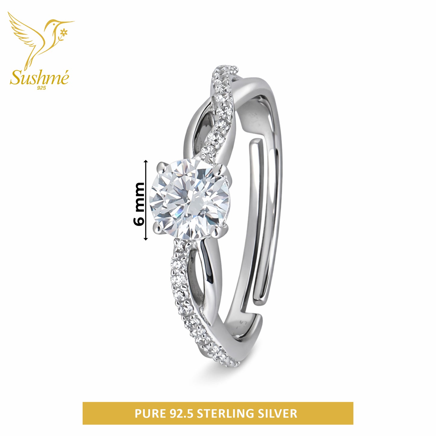 Silver Aura Solitaire Ring