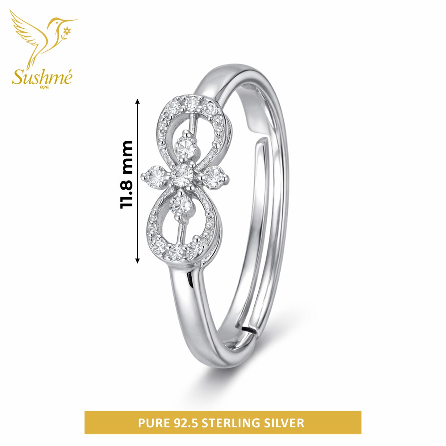 Silver infinity floral Ring