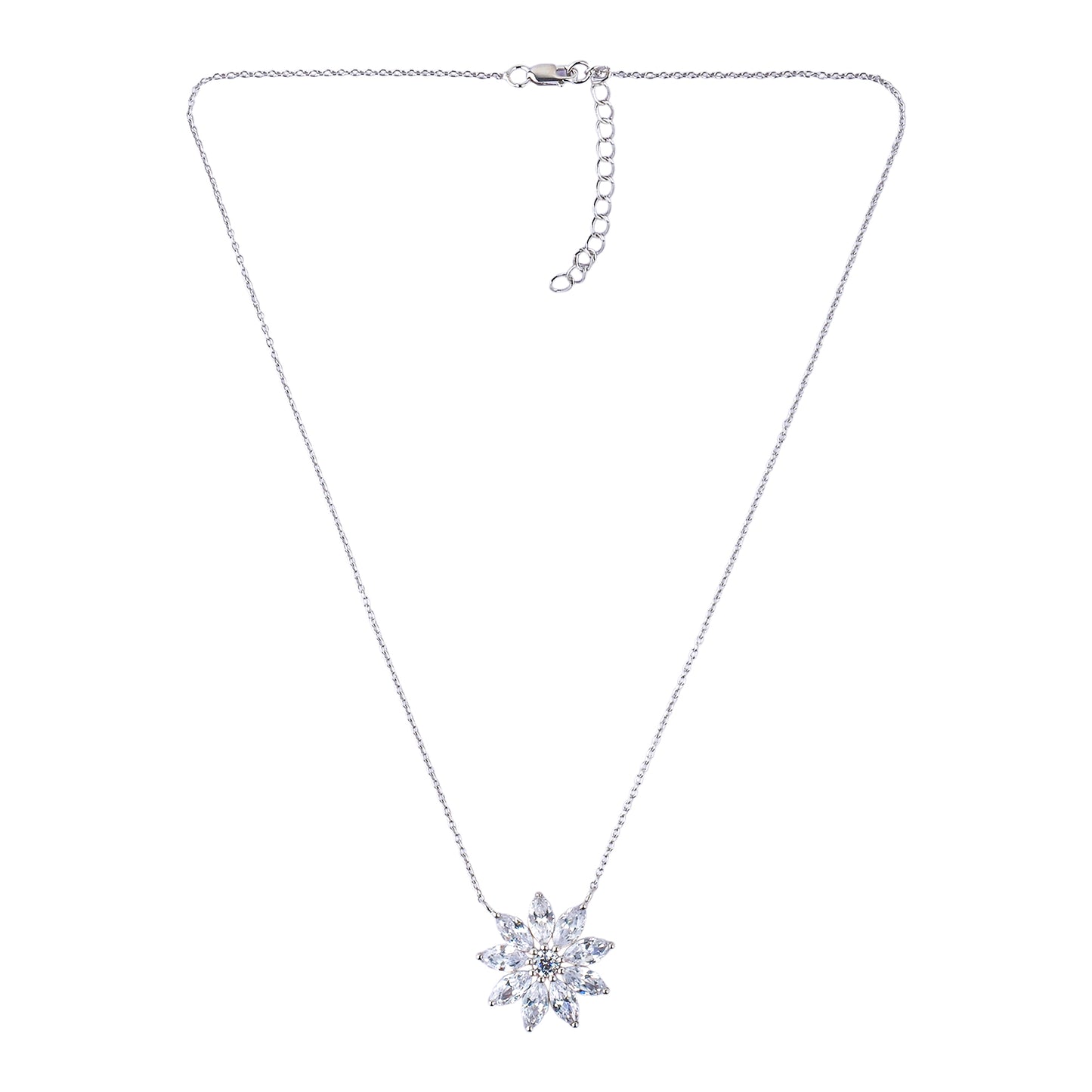 Silver Hanna Floral Pendant Necklace