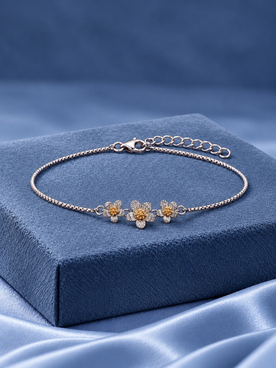 Triple Floral Chain Bracelet