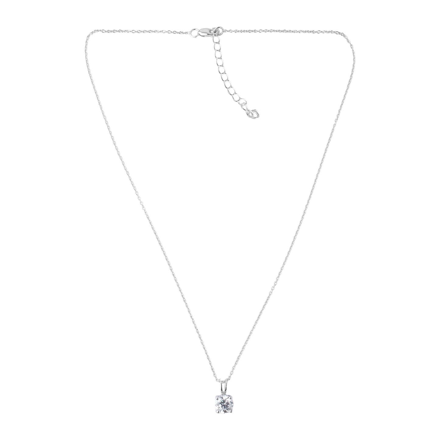 Silver Classic Solitaire Necklace