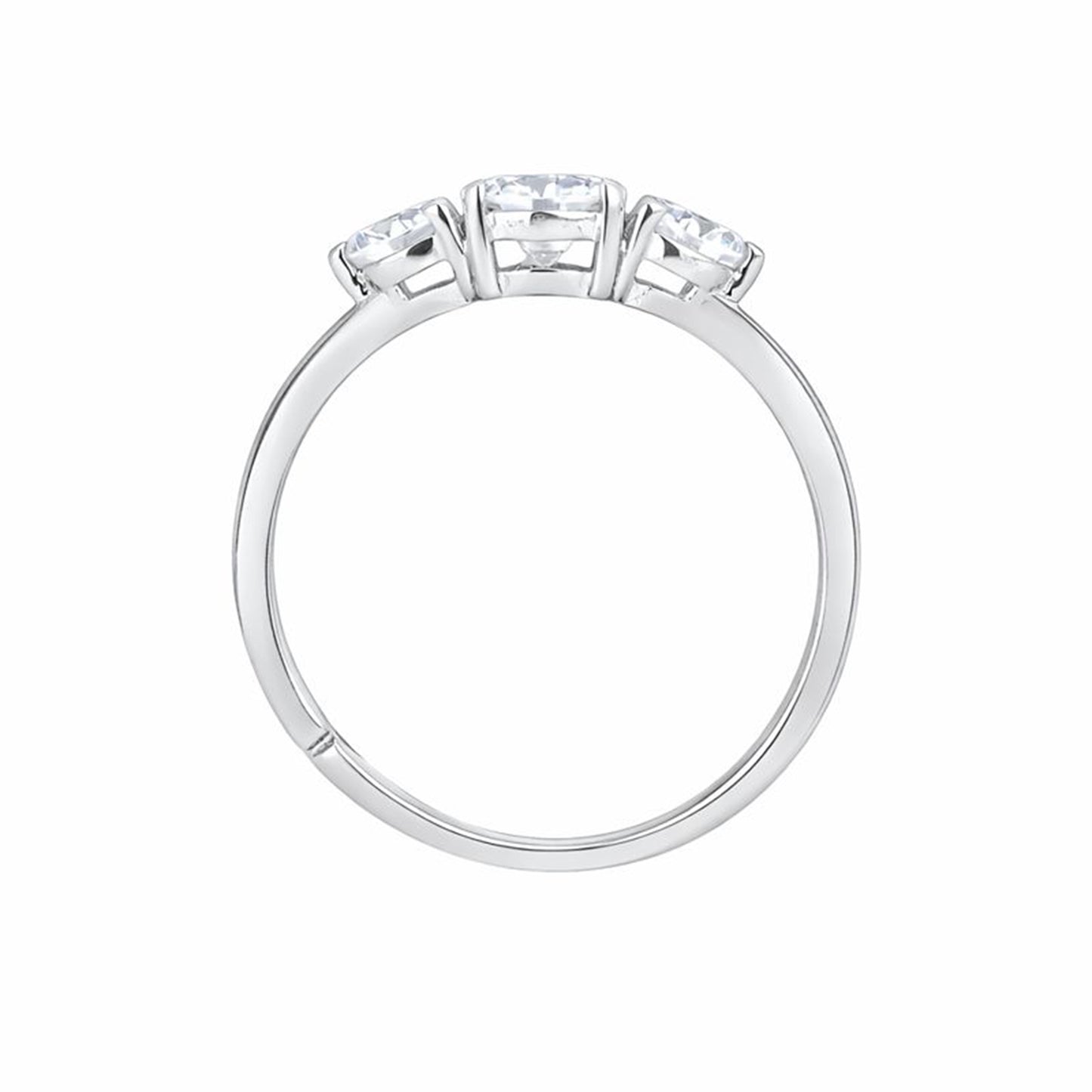 Silver Three Gems Solitaire Ring