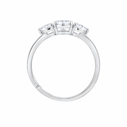 Silver Three Gems Solitaire Ring