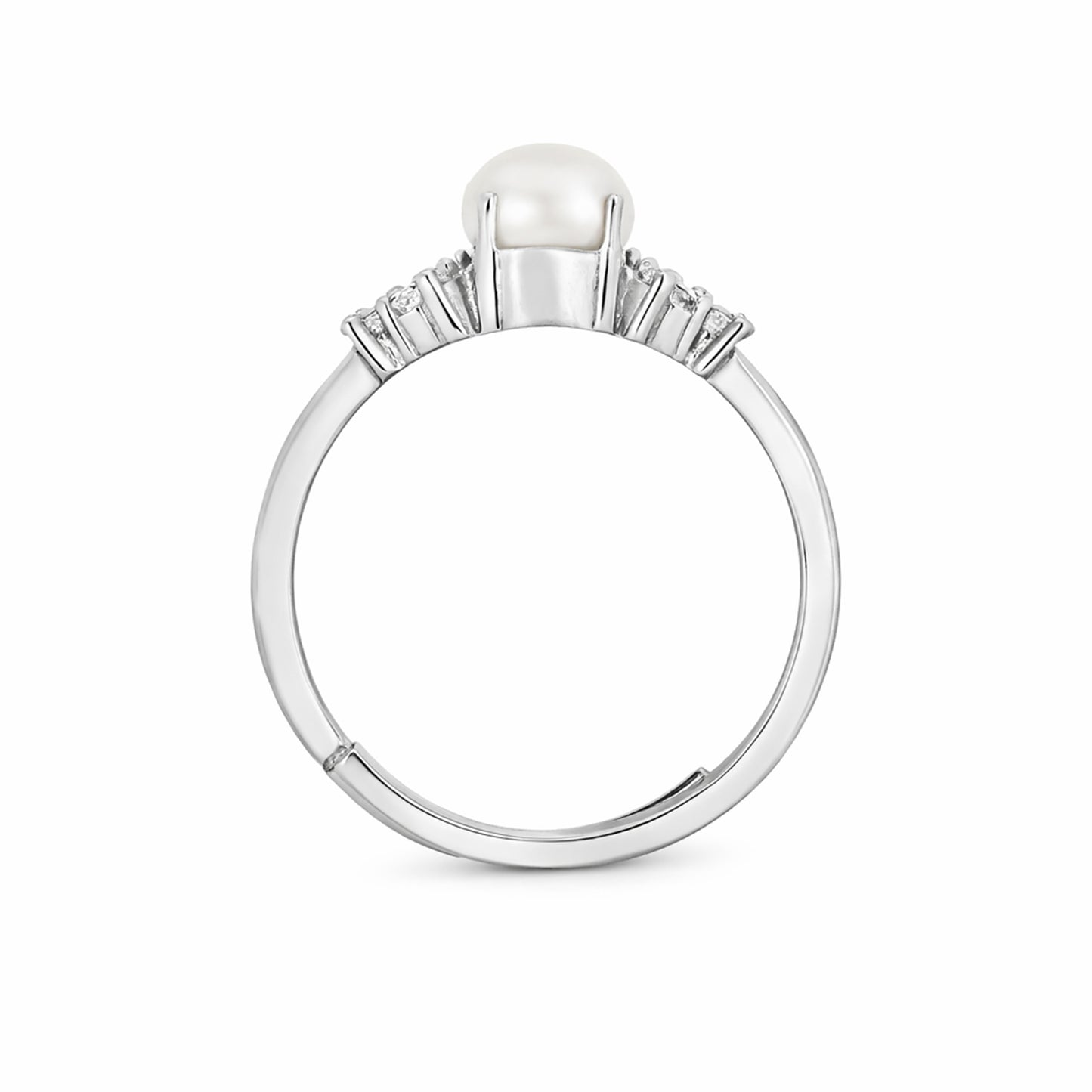 Silver Pearl Fleur Ring