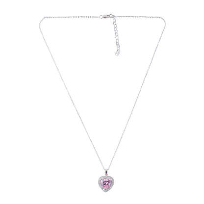 Silver Heart Solitaire Pendant Necklace