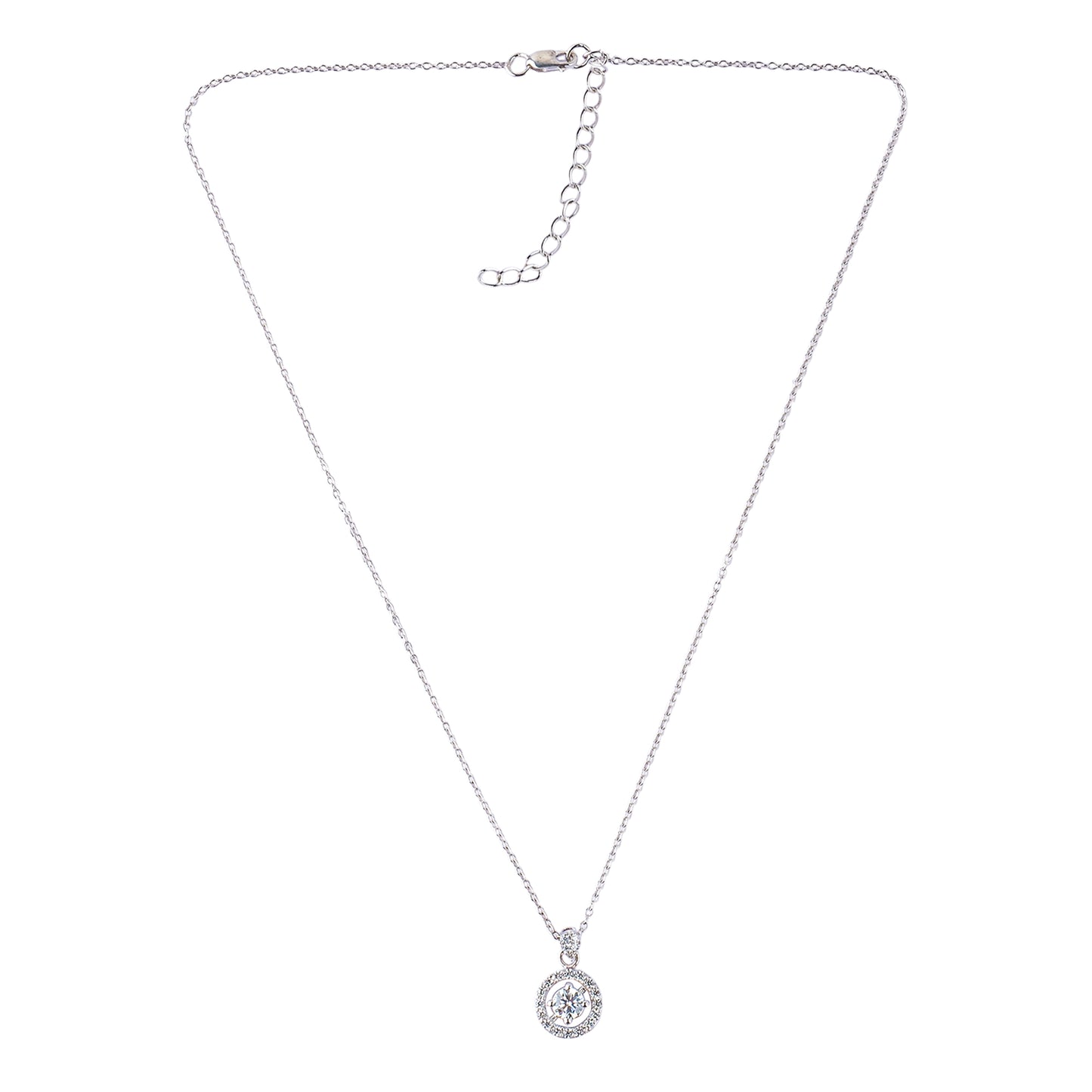 Silver Hanna Halo Solitaire Necklace