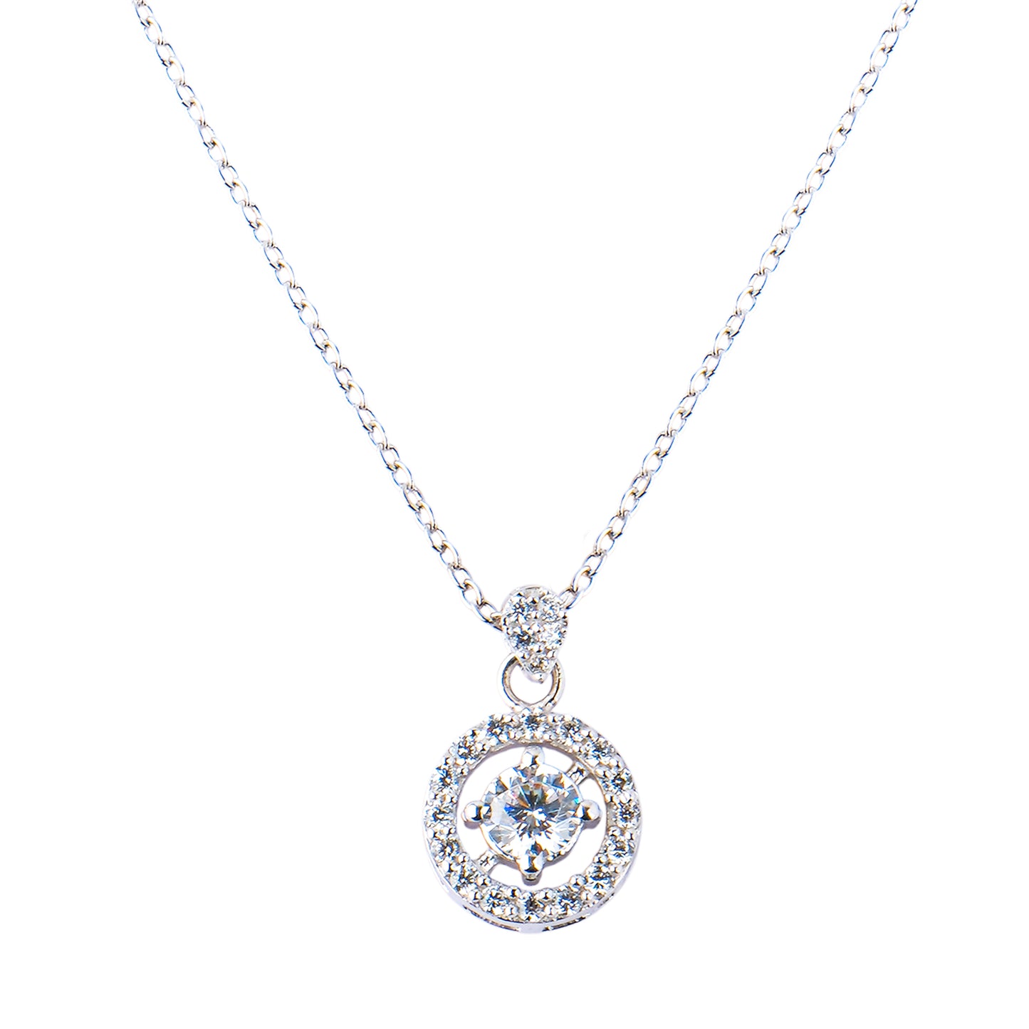 Silver Hanna Halo Solitaire Necklace
