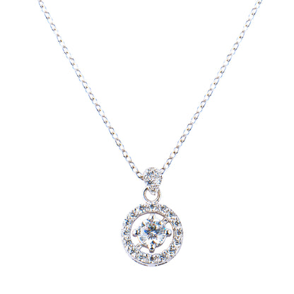 Silver Hanna Halo Solitaire Necklace