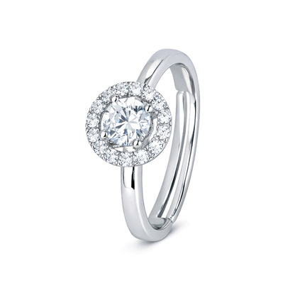 Silver Halo Glow Solitaire Ring